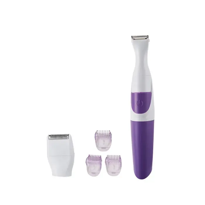 Rasoir électrique 2 en 1 pour femme pour jambes et maillot avec lames ultra-tranchantes couleur blanche.