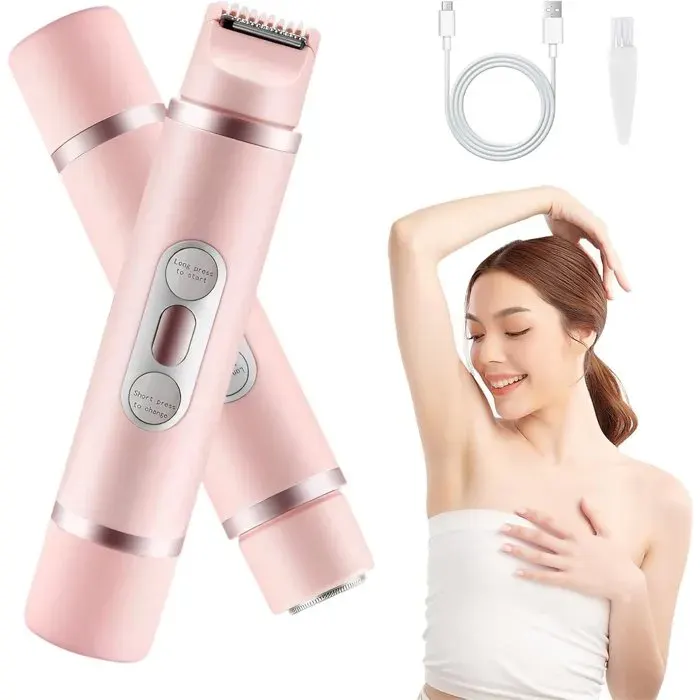 Rasoir électrique 2 en 1 pour femmes - Appareil dépilation pour le visage et le corps - Tondeuse maillot de près - Indolore