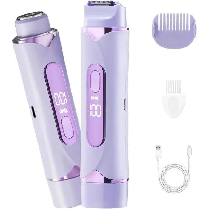 Rasoir électrique 2-en-1 pour femmes rasoir électrique 2-en-1 pour femmes avec écran LCD pour le visage les mains et le corps