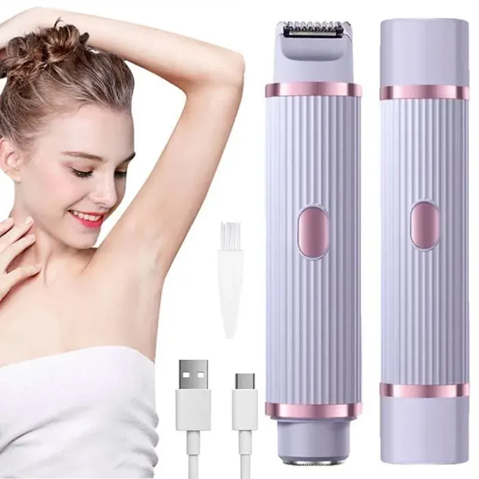 Rasoir électrique 2en1 femme - Double tête sec/humide visage lèvres aisselles jambes Dupcheliry