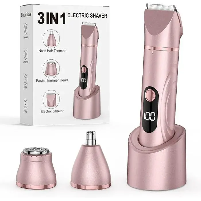 Rasoir électrique 3 en 1 pour femme Tondeuse pour le corps et le nez Utilisation humide et sèche Tondeuse recharg RASOIR ELECTRIQUE