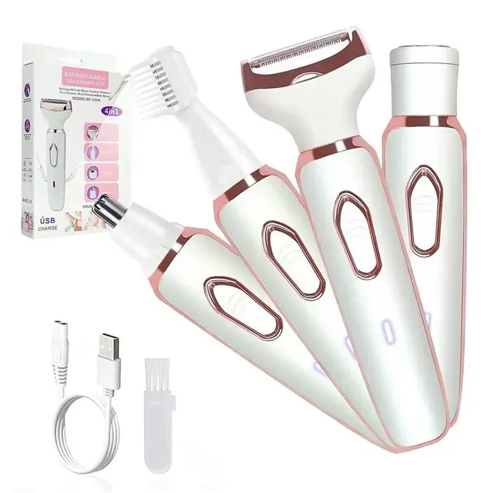 Rasoir électrique 4 en 1 pour femme rechargeable par USB utilisation à sec ou humide