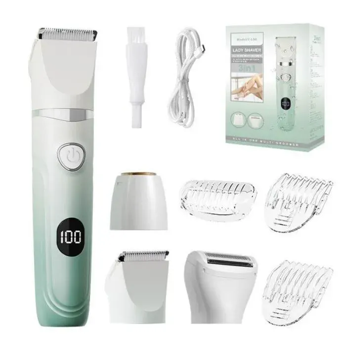 Rasoir électrique 4 en 1 pour femmes convient à tout le corps comprend une tondeuse à poils de nez démontable et Vert — coloris Verte