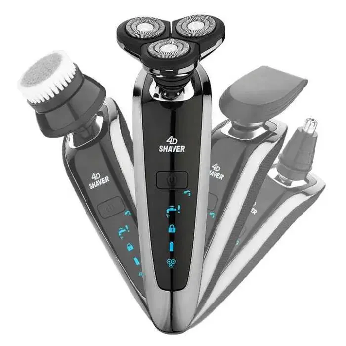 Rasoir électrique 4D avec tondeuse à barbe nez et cheveux - CALDION - Autonomie 45 min - Rechargeable
