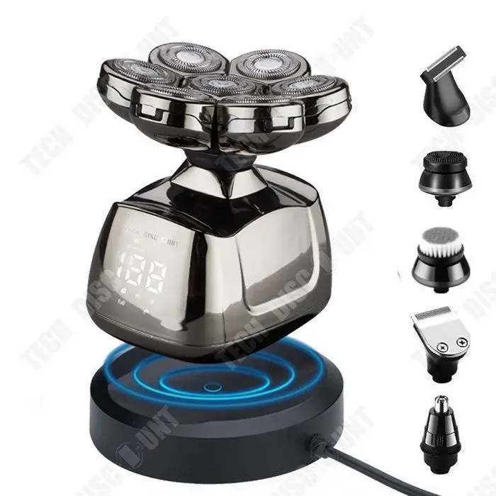 Rasoir électrique - 6 en 1 - Étanche - Tête lavable - Meilleur cadeau homme
