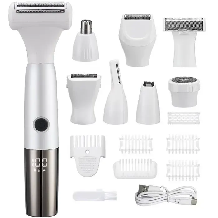 Rasoir électrique 8 en 1 pour femmes - Tondeuse corporelle étanche IPX7 convient pour le corps les aisselles le maillot