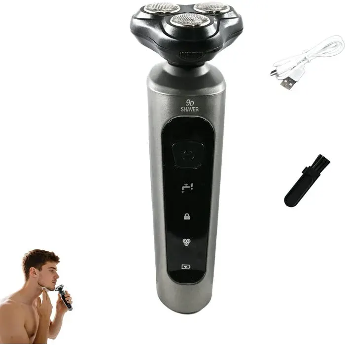 Rasoir électrique 9D pour hommerasoir électrique sans fil rechargeable 9D pour hommerasoir humide/sec(argenté)