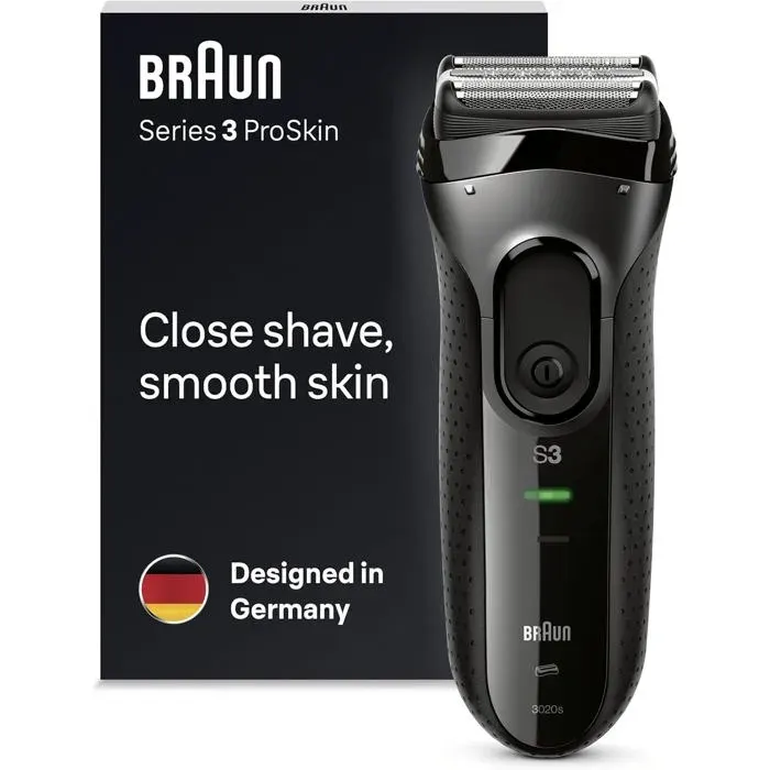 Rasoir Electrique A Barbe Homme Series 3 Pro Skin 3020S Noir Etanche Et Sans Fil Grille Rechargeable Tête De Précision Pour Ras