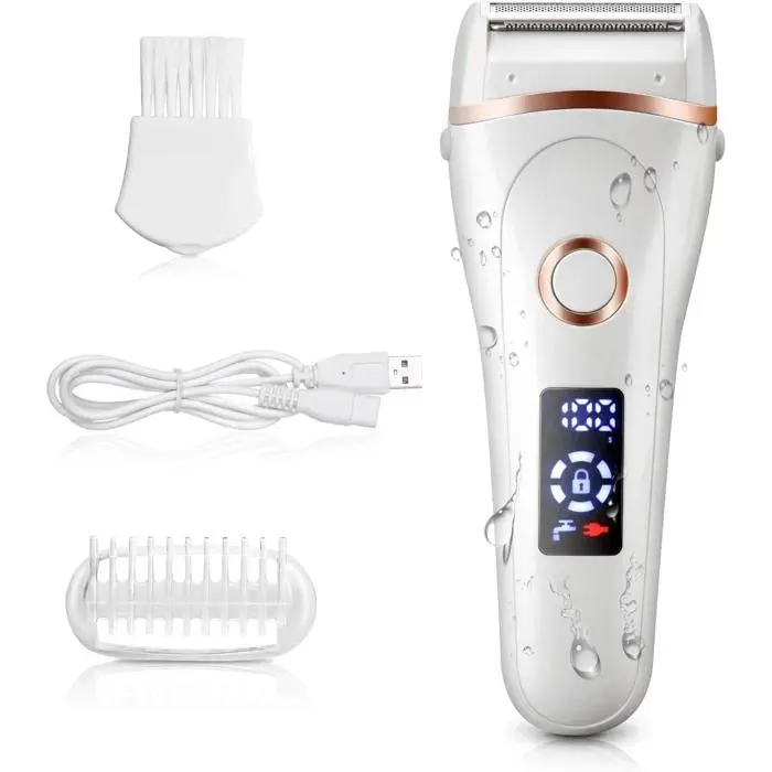 Rasoir électrique - AUCEE - Rechargeable - Humide et sec - Affichage LED - Hypoallergénique