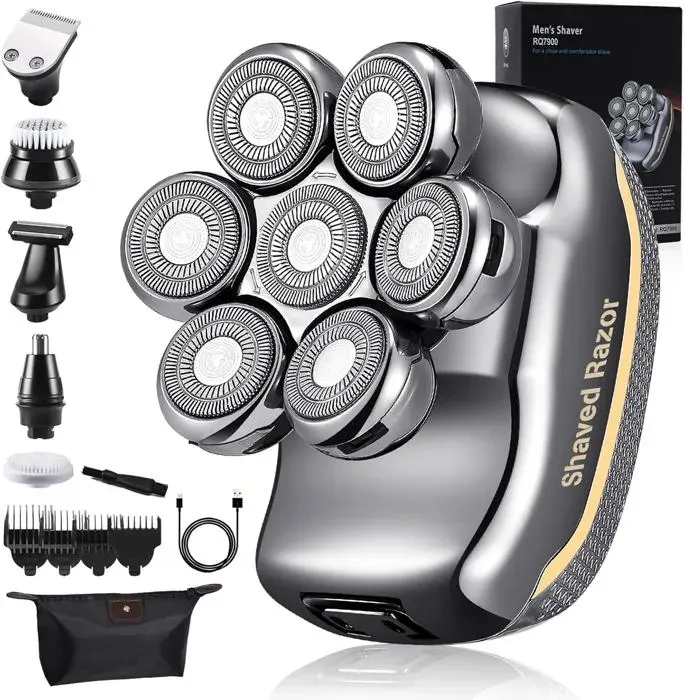 Rasoir Électrique - BNDGSGHSIDBGUIDUIS - Tondeuse 6 en 1 - Rechargeable - Étanche - 90 min dautonomie