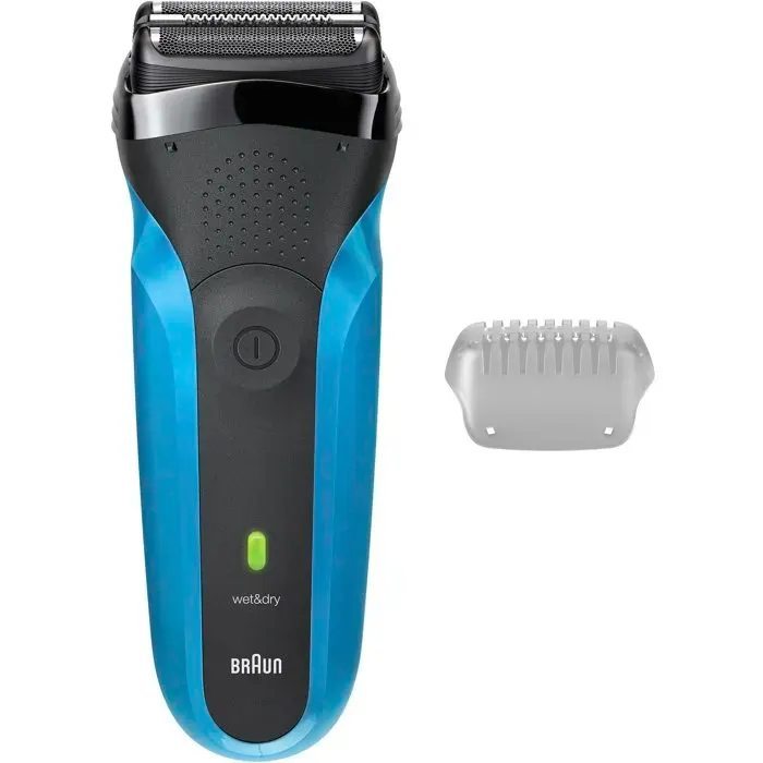 Rasoir électrique BRAUN Series 3 - Bleu et noir - Autonomie 30 minutes - Charge rapide 5 minutes