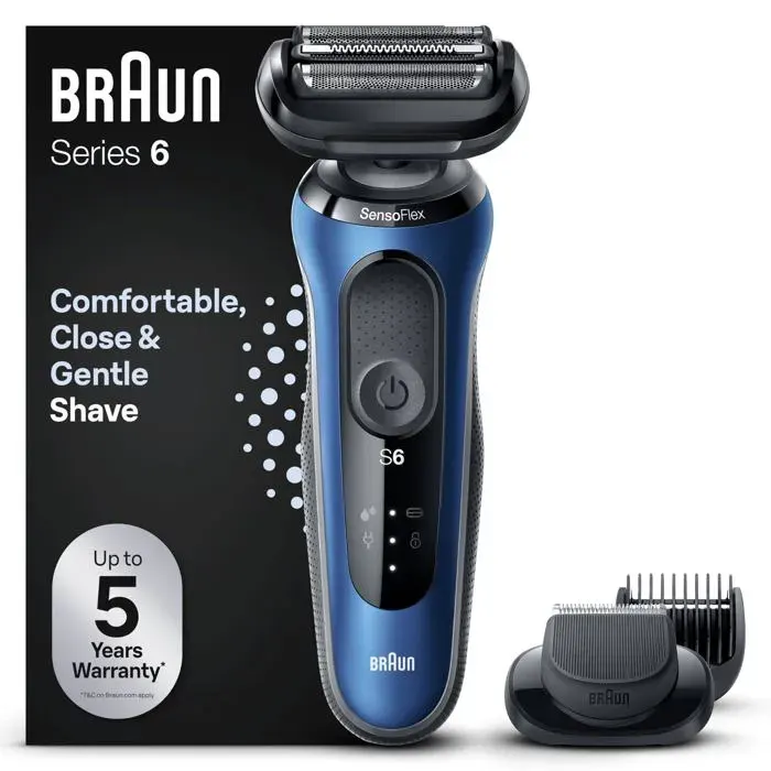 Rasoir électrique - Braun - Series 6 61-B1500s - SensoFlex - Wet & Dry - Bleu — coloris Bleue