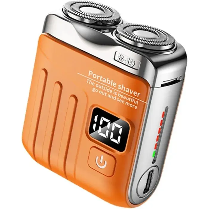 Rasoir électrique de voyage 8000 tr/min format valise étanche avec affichage numérique et fonction tondeuse à barbe port USB