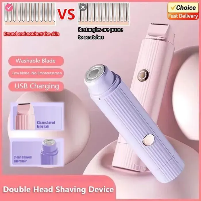 Rasoir électrique épilateur 2 en 1 femmes ROSE épilation indolore Rechargeable tondeuse aisselles moustache