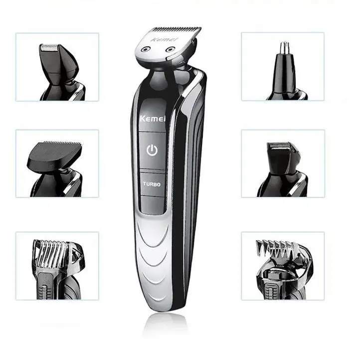 Rasoir électrique et tondeuse 5 en 1 Kemei KM-1832 pour homme - Noir