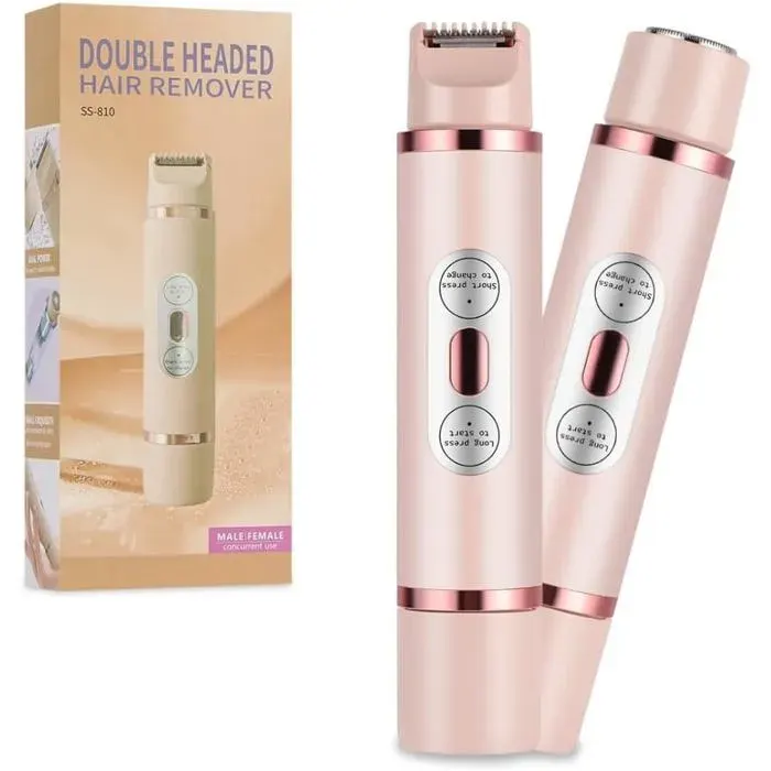 Rasoir électrique étanche pour femme - Belle commode - 2 en 1 avec deux têtes - Utilisation sur peau sèche ou humide