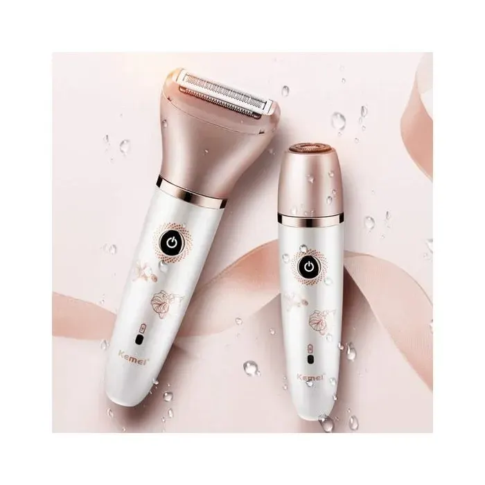 Rasoir électrique étanche pour femme - Belle commode - Rechargeable - Étanche - Longue autonomie - Deux têtes de rasage