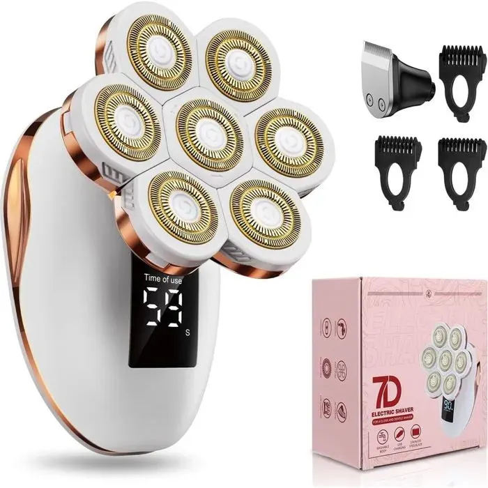 Rasoir électrique femme 2 en 1 7D - rechargeable étanche - usage sec/humide - jambes & visage