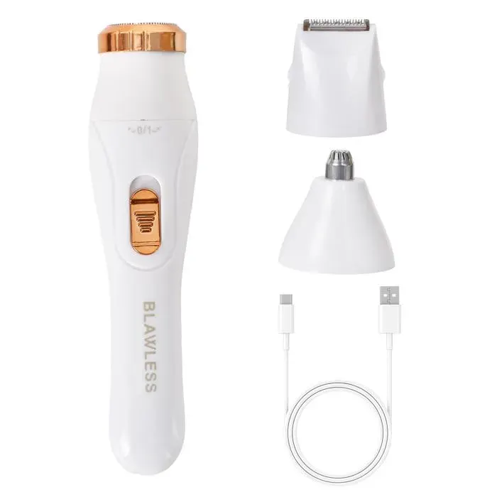 Rasoir Électrique Femme 3 en 1 Rechargeable Tondeuse Visage Corps Indolore pour Sourcils et Jambes Corvina