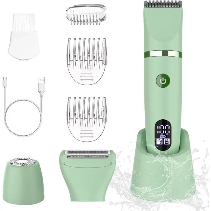 Rasoir électrique femme 3 en 1 - tondeuse corps et visage étanche écran LCD 3 lames hypoallergéniques peignes 3-6 mm et 9-12 mm