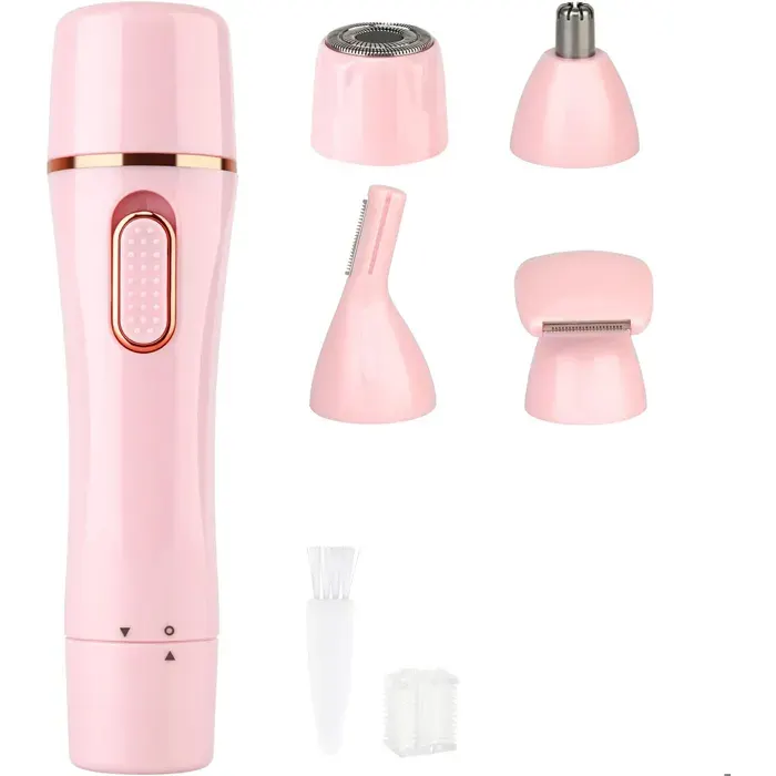 Rasoir Électrique Femme 4 en 1 Portable Rasoir Visage et Corps Rechargeable pour Voyage (Rose)