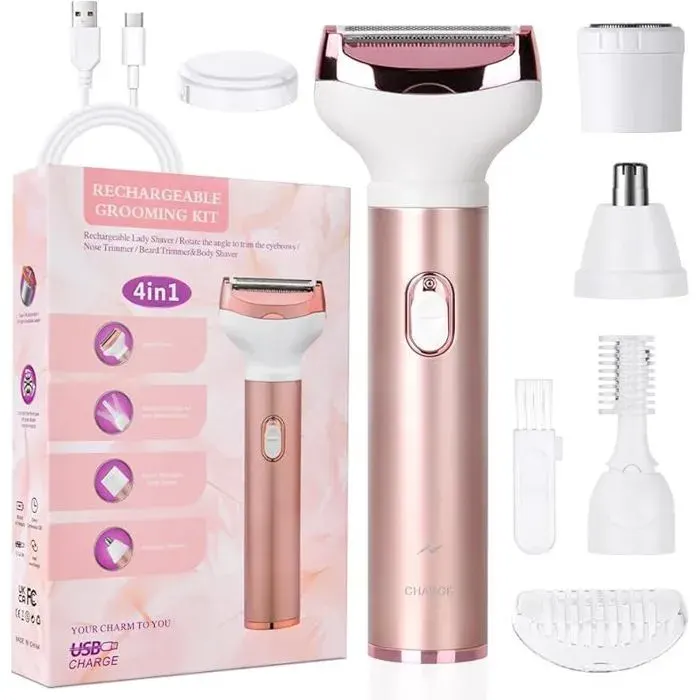 Rasoir Électrique Femme 4 En 1 Rasoir Indolore Rechargeable Tondeuse Indolore Rasoir Femme S Fil Épilateur Électr RASOIR ELECTRIQUE