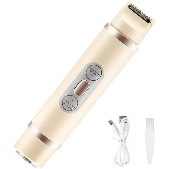 Rasoir électrique femme - Belle commode - Double tête - Étanche - Rechargeable USB - Portable - Pour jambes et corps — coloris Beige