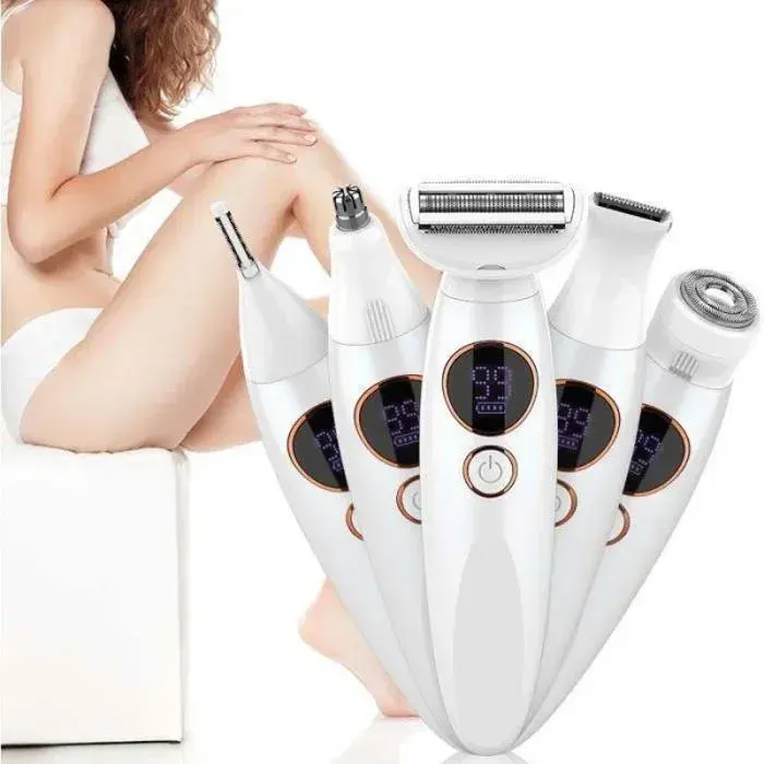 Rasoir Électrique Femme - JTY- 5 en 1 - Rechargeable - Autonomie 90 min - Étanche IPX7 blanc RASOIR ELECTRIQUE