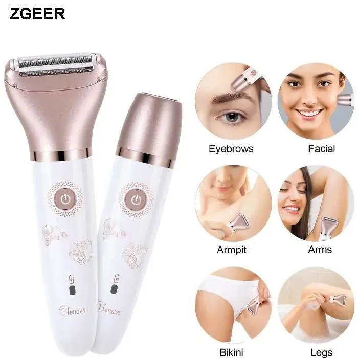 Rasoir Électrique Femme - ZGEER - 2 En 1 - Chargement Rapide USB - Utilisation Humide et Sèche
