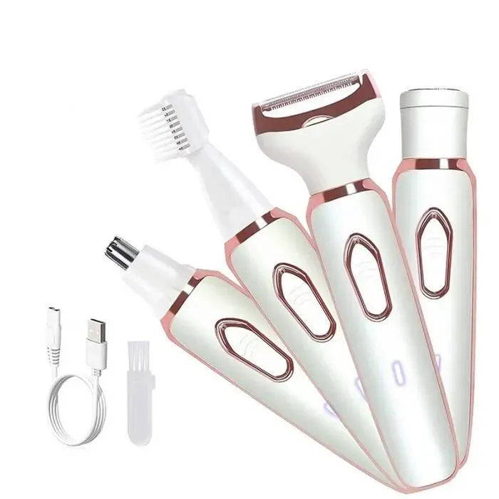 Rasoir Électrique Femme - ZGEER - Tondeuse à Cheveux - 4 Têtes Flottantes - Hypoallergénique - Sans Fil