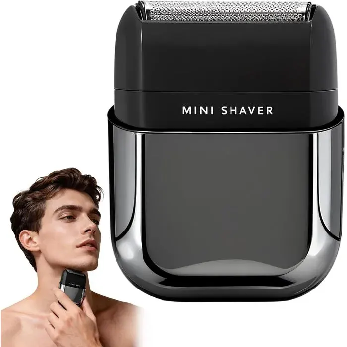Rasoir Électrique Homme - 1 Pièce - Métal - 3 Lames Flottantes - IPX7 Étanche Voyage - 8x6x3cm MIROIR ELECTRIQUE