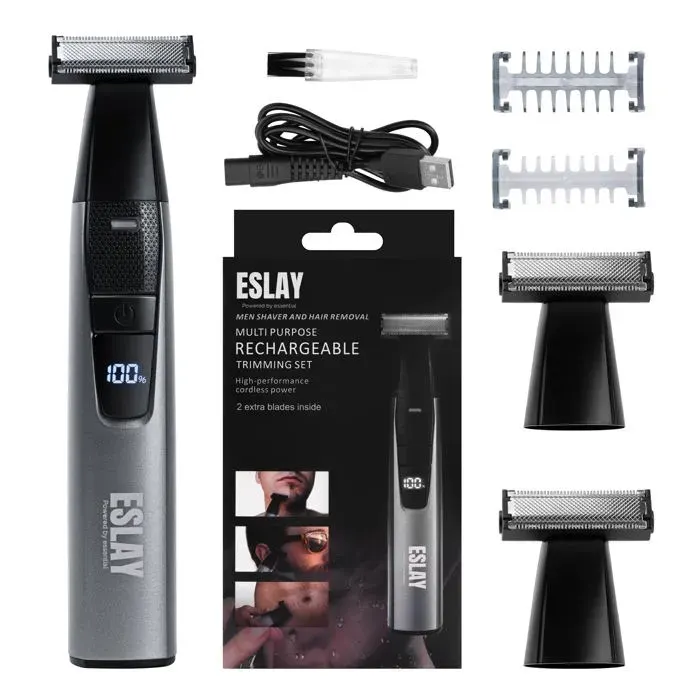 Rasoir électrique homme 3-en-1 ESLAY PRO Tondeuse barbe rasage de précision & entretien moustache
