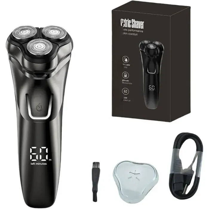 Rasoir électrique homme 4D étanche avec tondeuse intégrée rasage sec humide avec verrou voyage