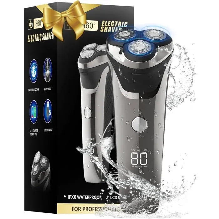 Rasoir Électrique Homme Avec Écran Lcd 4D Tête Flottante Ipx7 Étanche Pour Rasage Sec Et Humide Rasoir Barbe Homme Rechargeable-A