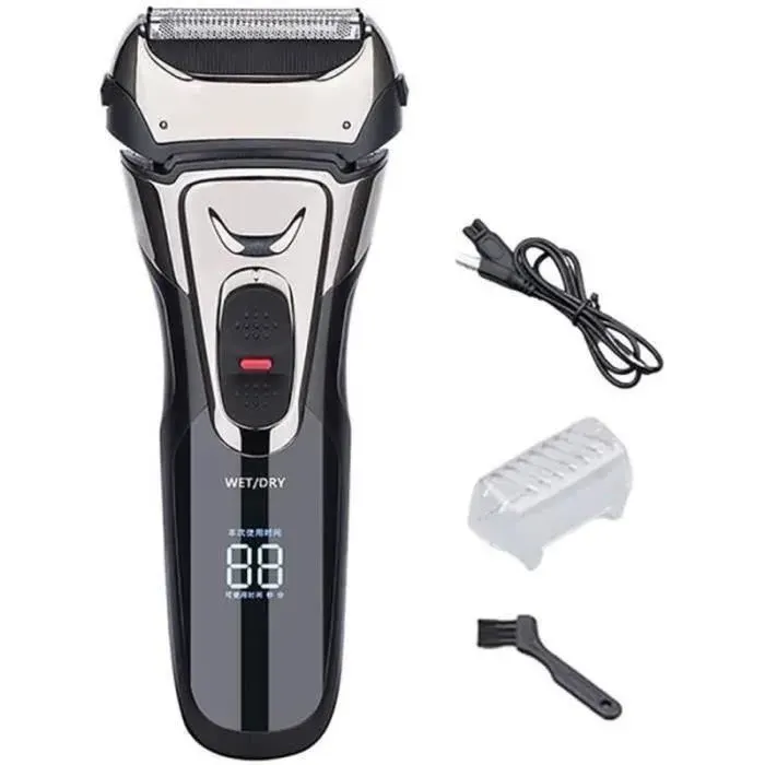 Rasoir Électrique Homme Barbe Etanche Wet Dry Rasoir Electrique Tondeuse Barbe avec écran LCD Noir - Rasoir électrique Rechargea414