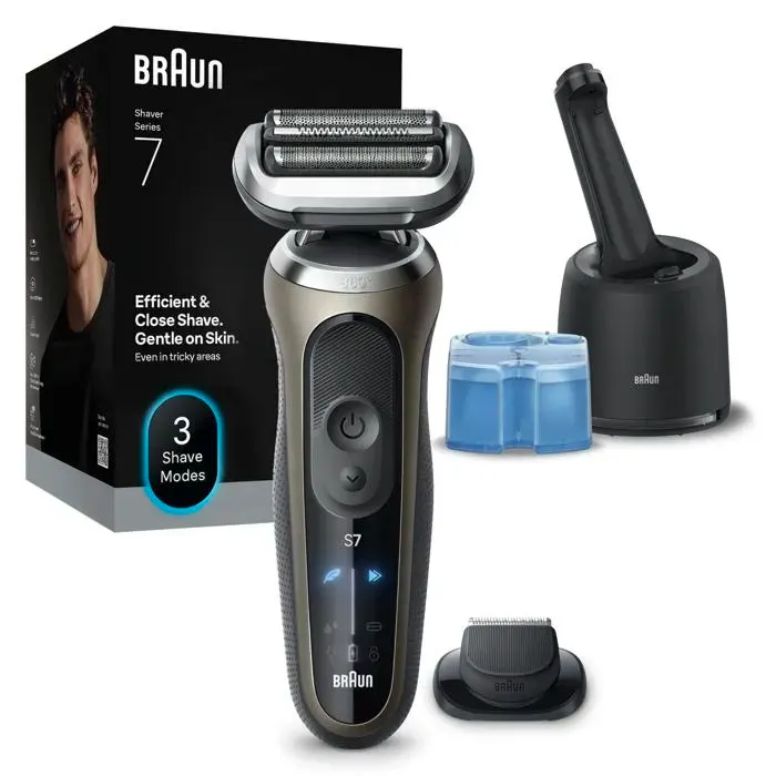Rasoir électrique homme - Braun - Series 7 72-C7200CC - Rasage de près - Tête Flex 360° - 3 modes de rasage