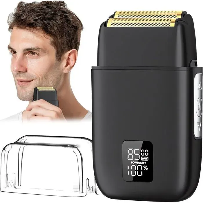 Rasoir Électrique Homme Grille Sans Fil Étanche Humide Sec - Écran LED USB Rechargeable