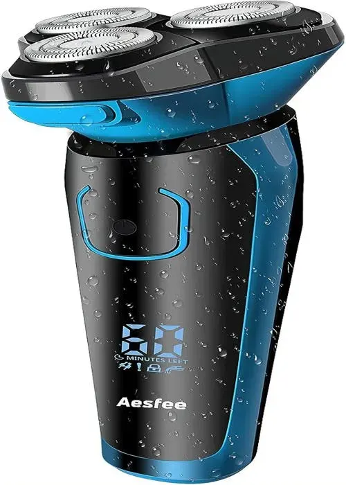 Rasoir Electrique Homme Rechargeable Etanche Wet&Dry Rasoir Electrique 3D Têtes Rotatives Tondeuse Barbe Avec Indicateur De Batt