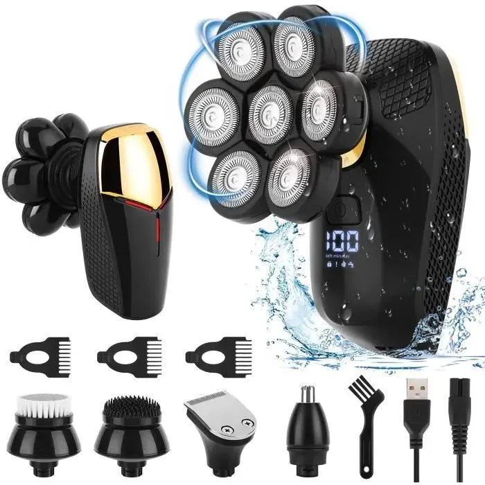 Rasoir Electrique Hommes 5 en 1 Rasoirs à Têtes Rotatives 7D Tondeuses Barbe Sans Fil Nez Trimmer Tondeuse à Che RASOIR ELECTRIQUE