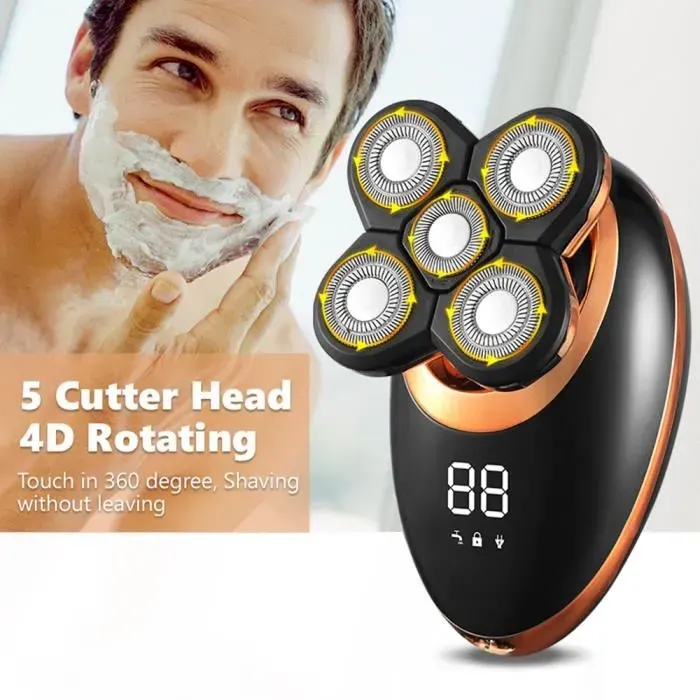 Rasoir électrique hommes marque Super 4D rotatif 5 tête rasée portable rechargeable USB étanche conduire voyage cadeaux Top Qualité