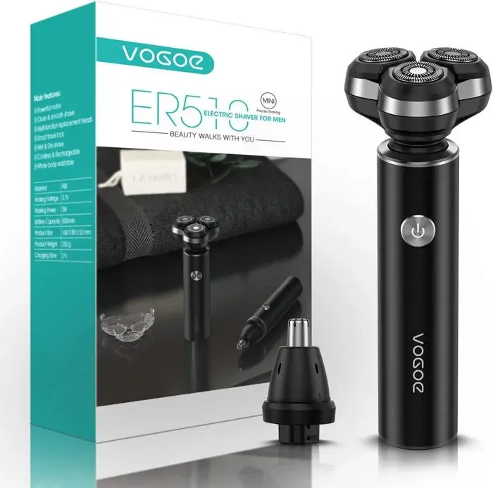 Rasoir Electrique HommesÉlectriques Rasoirs Humide Et SecRasoir Rotatif 3D Rechargeable & Sans Fil Avec Tondeuse Pour Le NezNoi