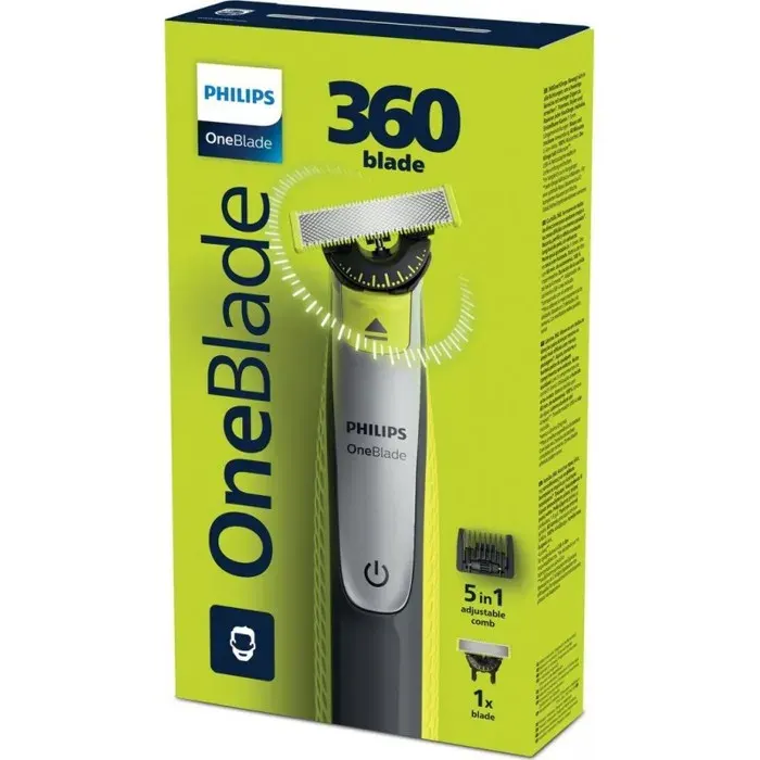 Rasoir Électrique Hybride - PHILIPS - OneBlade 360 - Corps et Visage - Kit Inclus - Tête Lavable