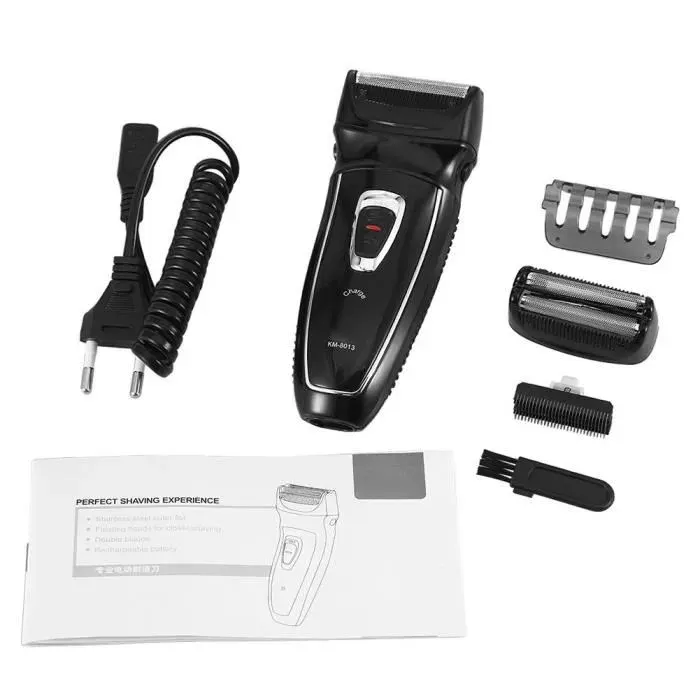 Rasoir électrique - Kemei - Rechargeable - Autonomie 30 min - Chargement sans fil - Noir