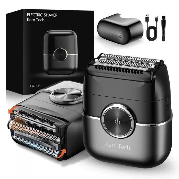Rasoir électrique - Kern Tech - 4 têtes en acier trempé entièrement étanche longue autonomie moteur puissant portable pour hommes — coloris Noir