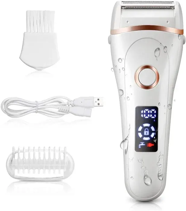 Rasoir électrique Lady Shaver Wet and Dry Rechargeable Lady Rasoir électrique Tondeuse électrique avec lumière pour femmes — coloris Blanche