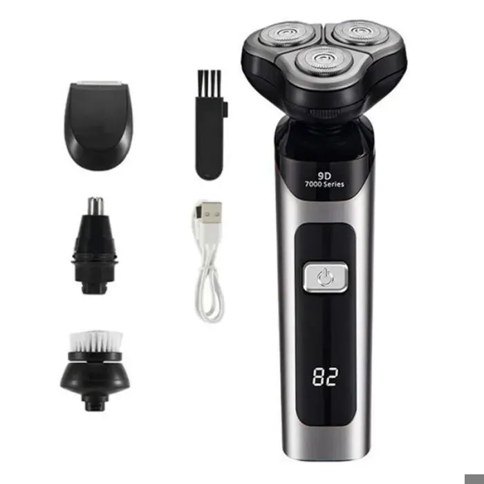 Rasoir Électrique LCD Affichage Numérique Trois Têtes Flottantes Rechargeable Rasoir Intelligent Étanche Rasoir Type-C Charge