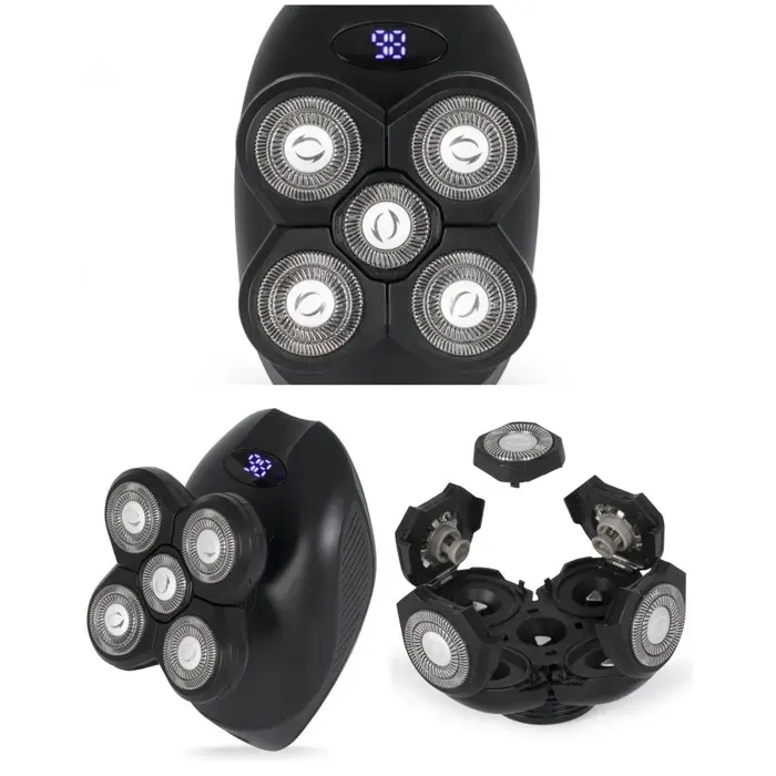 Rasoir électrique - LIVOO - 5 têtes sans fil rechargeable - Tête et visage - 5 têtes flottantes 360° - Autonomie 60 min — coloris Noir