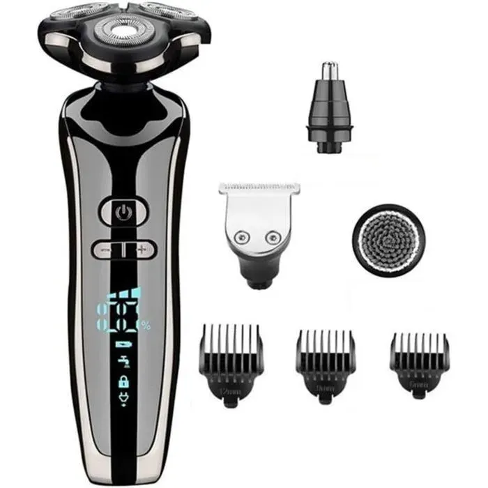 Rasoir électrique multifonction - Argenté - Tondeuse à barbe 4D - Corps flottant 4D HBCL