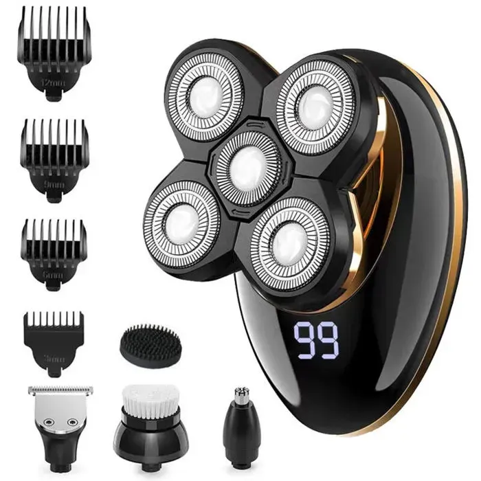 Rasoir électrique multifonction - Virex® - 5 en 1 - Rasoir rotatif sans fil - Rechargeable USB