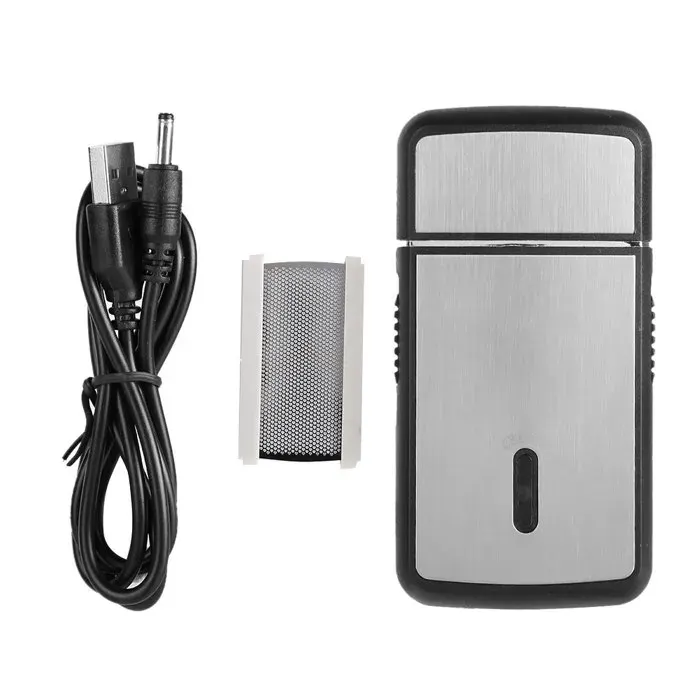 Rasoir électrique - OKUMGGYJ - Mini rasoir portable - Rechargeable USB - Autonomie 60 min - Argent Noir